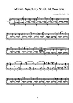 W.A. Mozart Symphony No.40, Movement 1 for Piano Solo